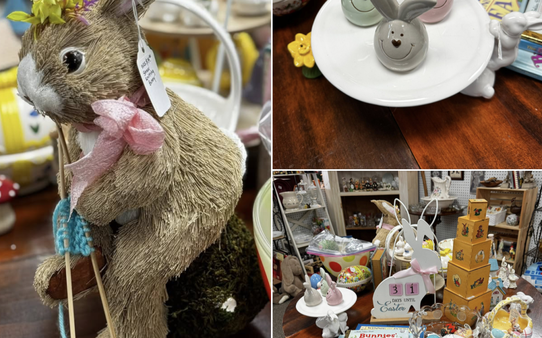 Vendor WCS at Coalfield Station Antiques is ready for the Easter Bunny!